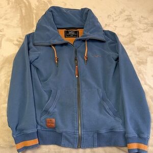 Kimes Ranch Blue Fleece Zip-Up Jacket with Orange Accents